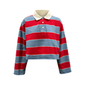 RE/DONE Crop Rugby Polo, red/Light Blue - Like New
