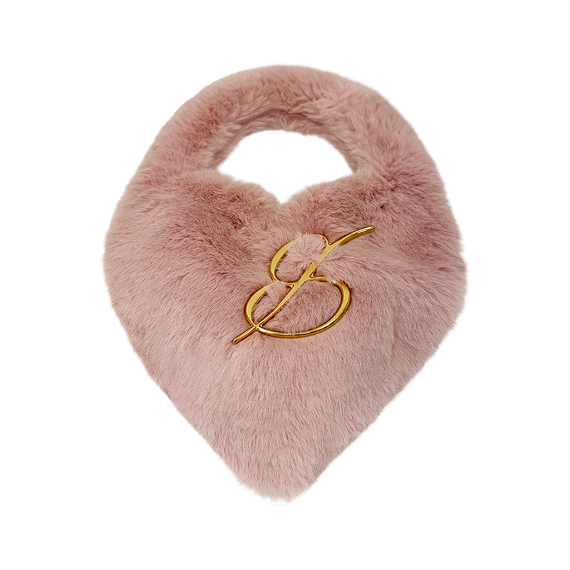 Blumarine Faux Fur Y2K Heart Mini Bag
