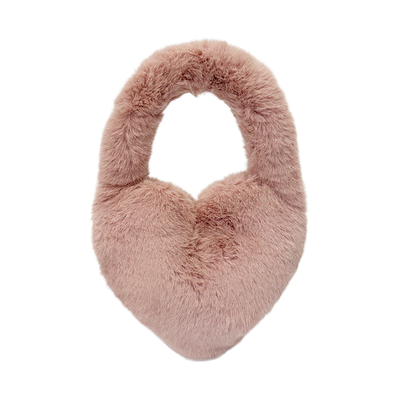 Blumarine Faux Fur Y2K Heart Mini Bag