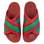 Gucci Web Crisscross Rubber Slide Sandals - NWOT
