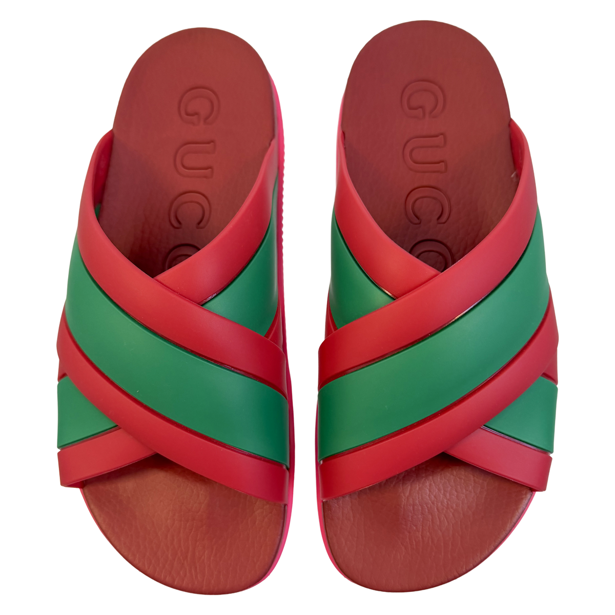 Gucci Web Crisscross Rubber Slide Sandals - NWOT