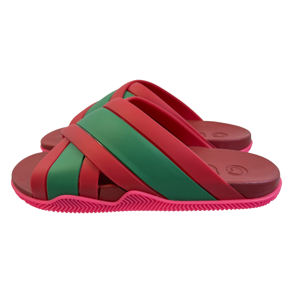 Gucci Web Crisscross Rubber Slide Sandals - NWOT