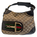 Gucci Monogram GG Canvas Horsebit Hobo Bag