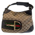 Gucci Monogram GG Canvas Horsebit Hobo Bag