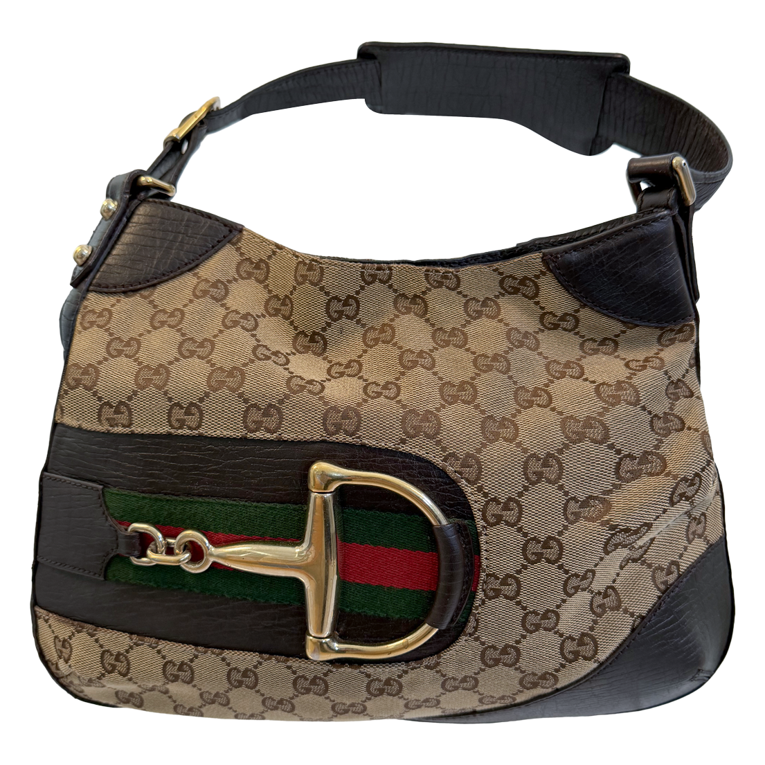 Gucci Monogram GG Canvas Horsebit Hobo Bag