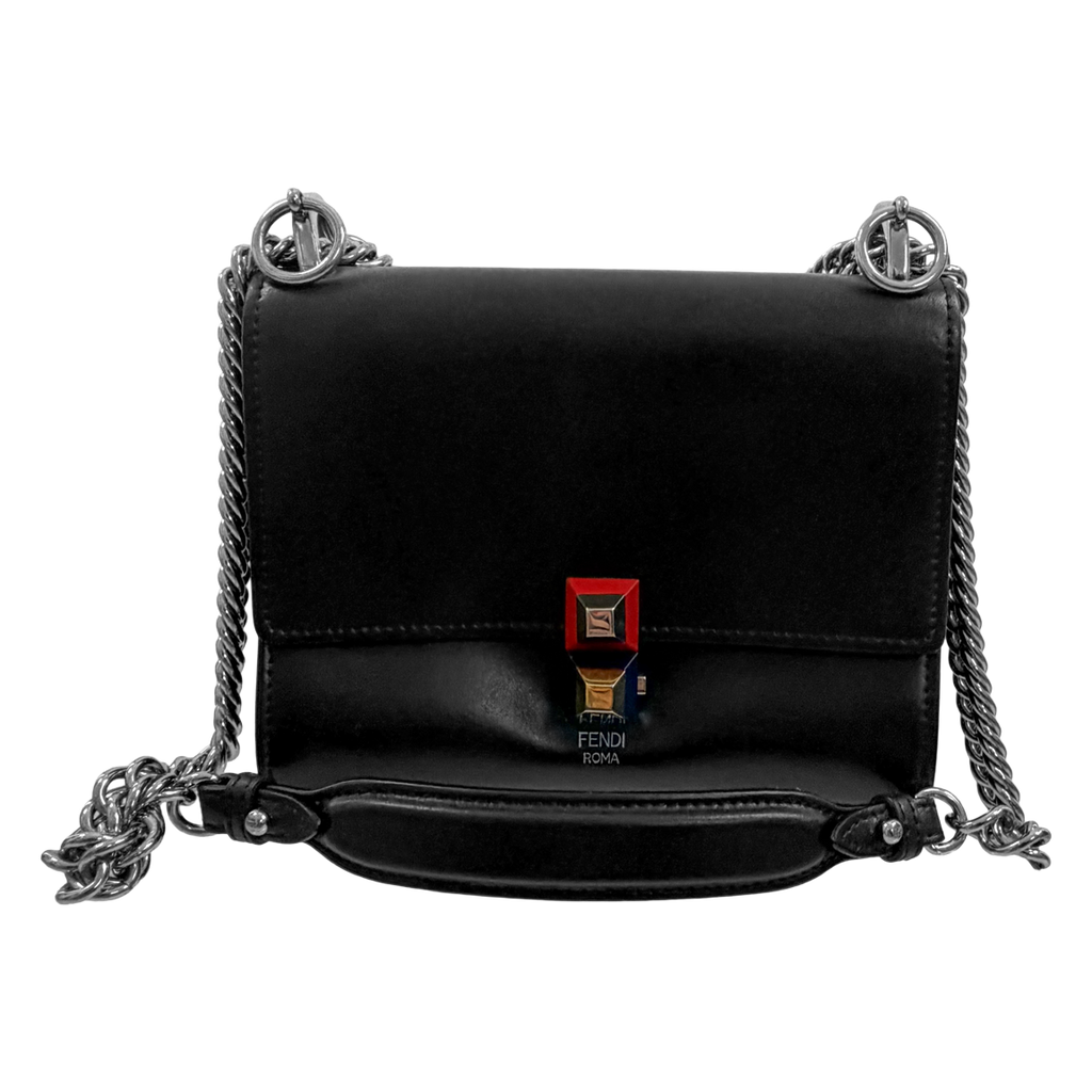 Fendi Small Kan Leather Shoulder Bag - Black