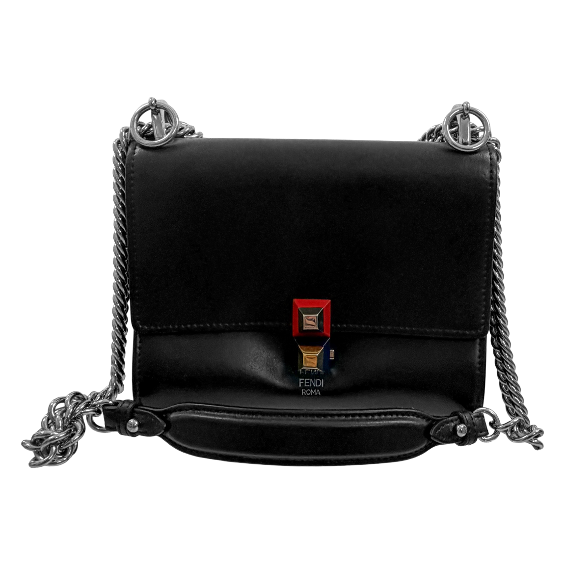 Fendi Small Kan Leather Shoulder Bag - Black