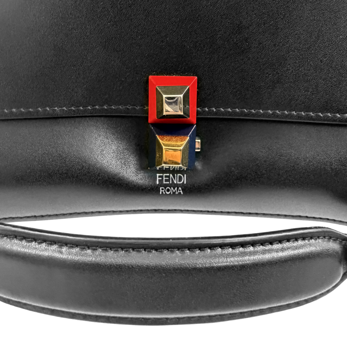 Fendi Small Kan Leather Shoulder Bag - Black
